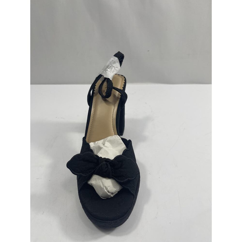 ON 34TH STANCIAAF Shoes SZ 7.5 Black Platform Bow Heels New Dressy Floral Patter - Picture 5 of 16